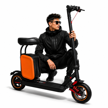 Електросамокат Flash Ride 600W 15000mAh (до 30 км, 10") Чорний з сидінням &mdash; складний дорослий электросамокат EK242-0413 фото