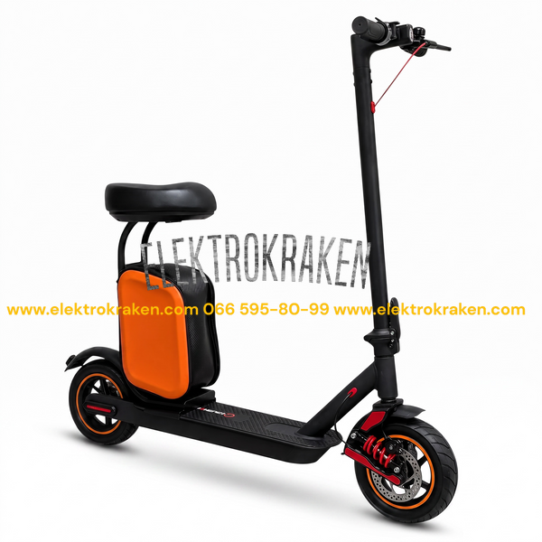 Електросамокат Flash Ride 600W 15000mAh (до 30 км, 10") Чорний з сидінням &mdash; складний дорослий электросамокат EK242-0413 фото