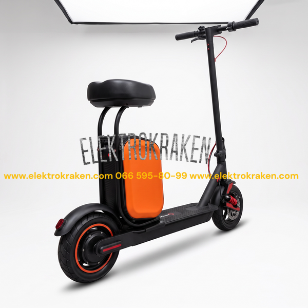 Електросамокат Flash Ride 600W 15000mAh (до 30 км, 10") Чорний з сидінням &mdash; складний дорослий электросамокат EK242-0413 фото